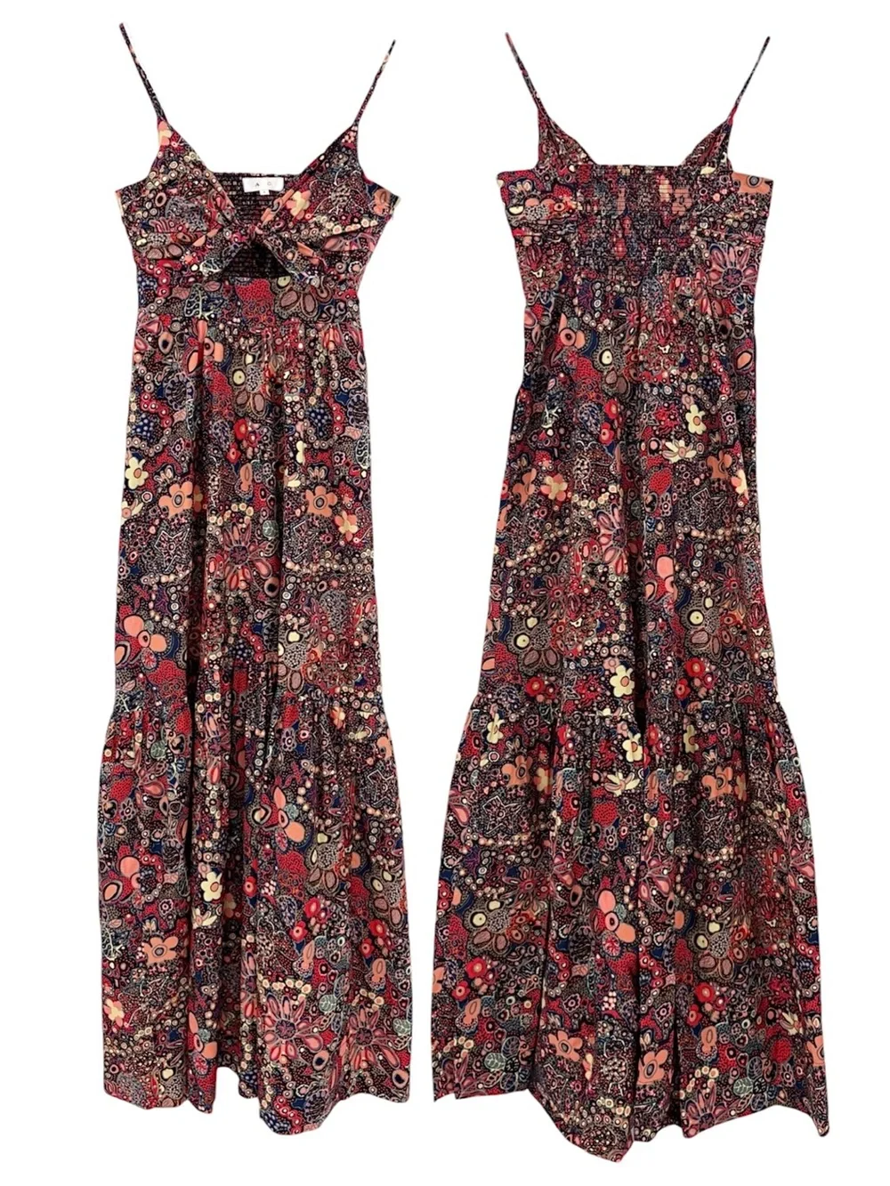 A.L.C. Laura Cotton Floral Maxi Dress Sangria Multi 6 - Picture 7 of 15